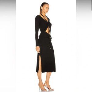 Nicholas Luisa knit sheath luxe dress in black w/ cutouts ruching MED LBD